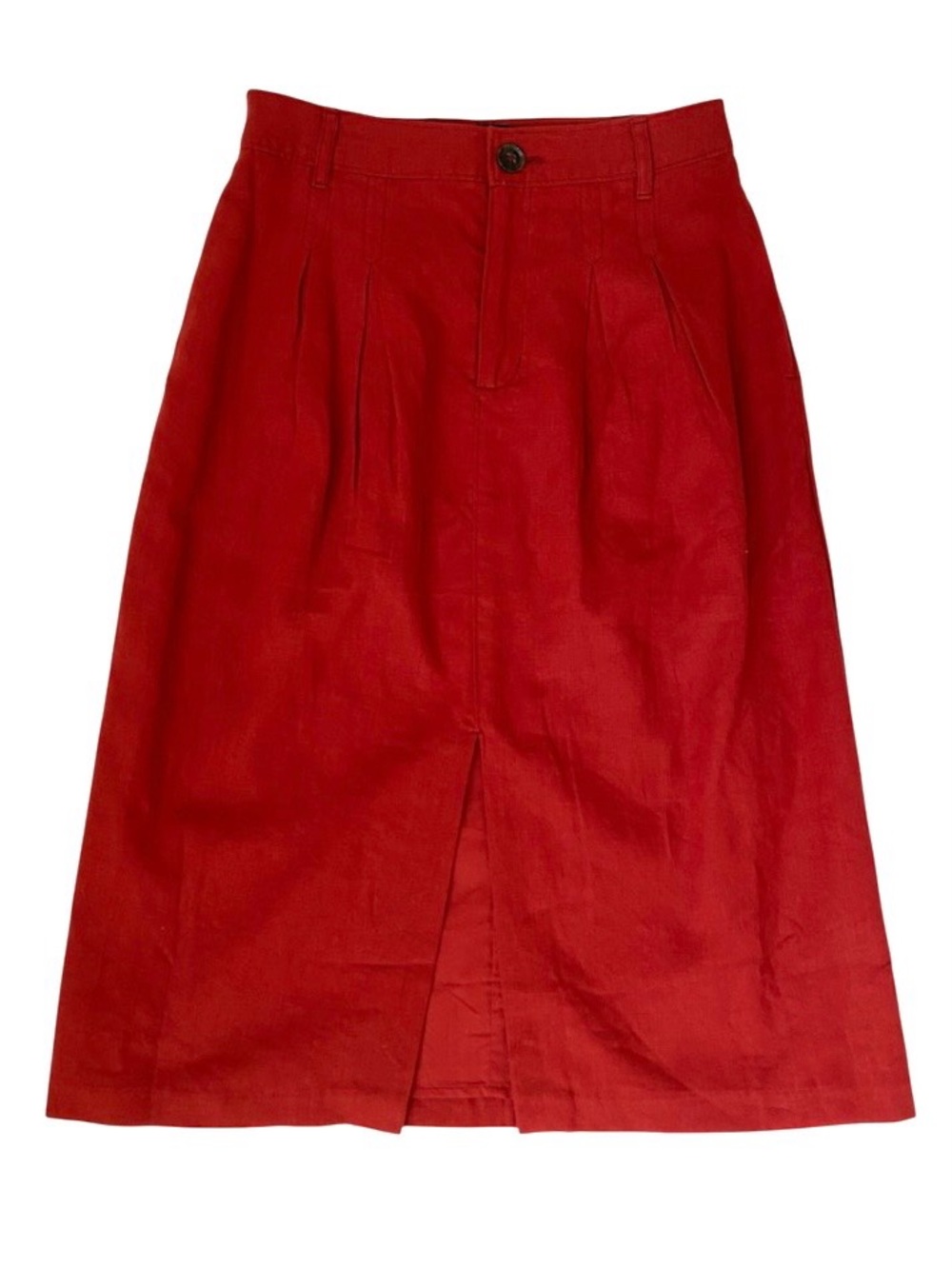 NWT Banana Republic Linen Blend Pleated Front Slit Midi Skirt Rust Red 0P Boho